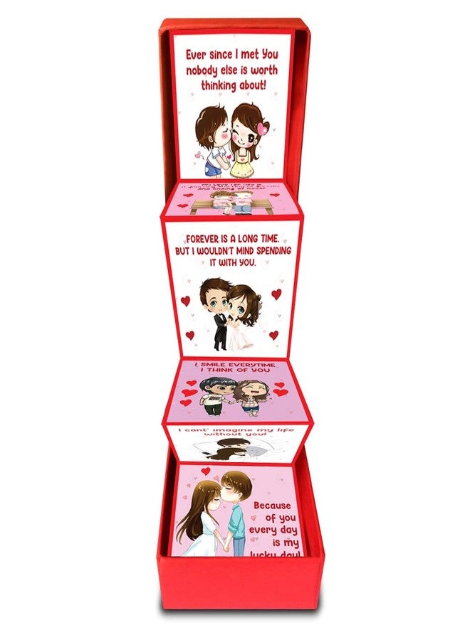 Festiko® Love Messages Popup Romantic Gift Box (8 X 8 X 2.5 cm), Love Cards Explosion Box, Romantic Explosive Box, Valentine's Day/Anniversary/Wedding - For Husband/Wife/Boyfriend/Girlfriend - Image 1